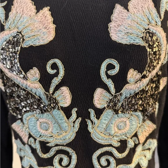 Black boho embroidered long sleeved tee - Picture 5 of 7